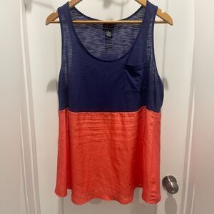 Torrid Colorblock Sleeveless Tank Top Navy Blue Coral Size 2